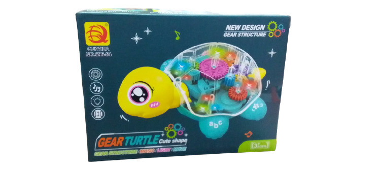 картинка Игрушка музыкальная, 13*17 см, свет, звук, пластик, прозрачный корпус, "Черепашка", 696-54 от магазина Альфанит в Кунгуре