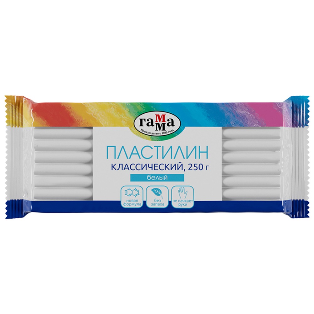 картинка Пластилин, 1 цв, 1 шт, 250 гр, белый, "Классический", Гамма, 270818_01 от магазина Альфанит в Кунгуре