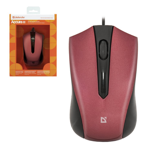 картинка Мышь проводная Defender Accura MM-950, 1000 dpi, USB, черный/красный от магазина Альфанит в Кунгуре