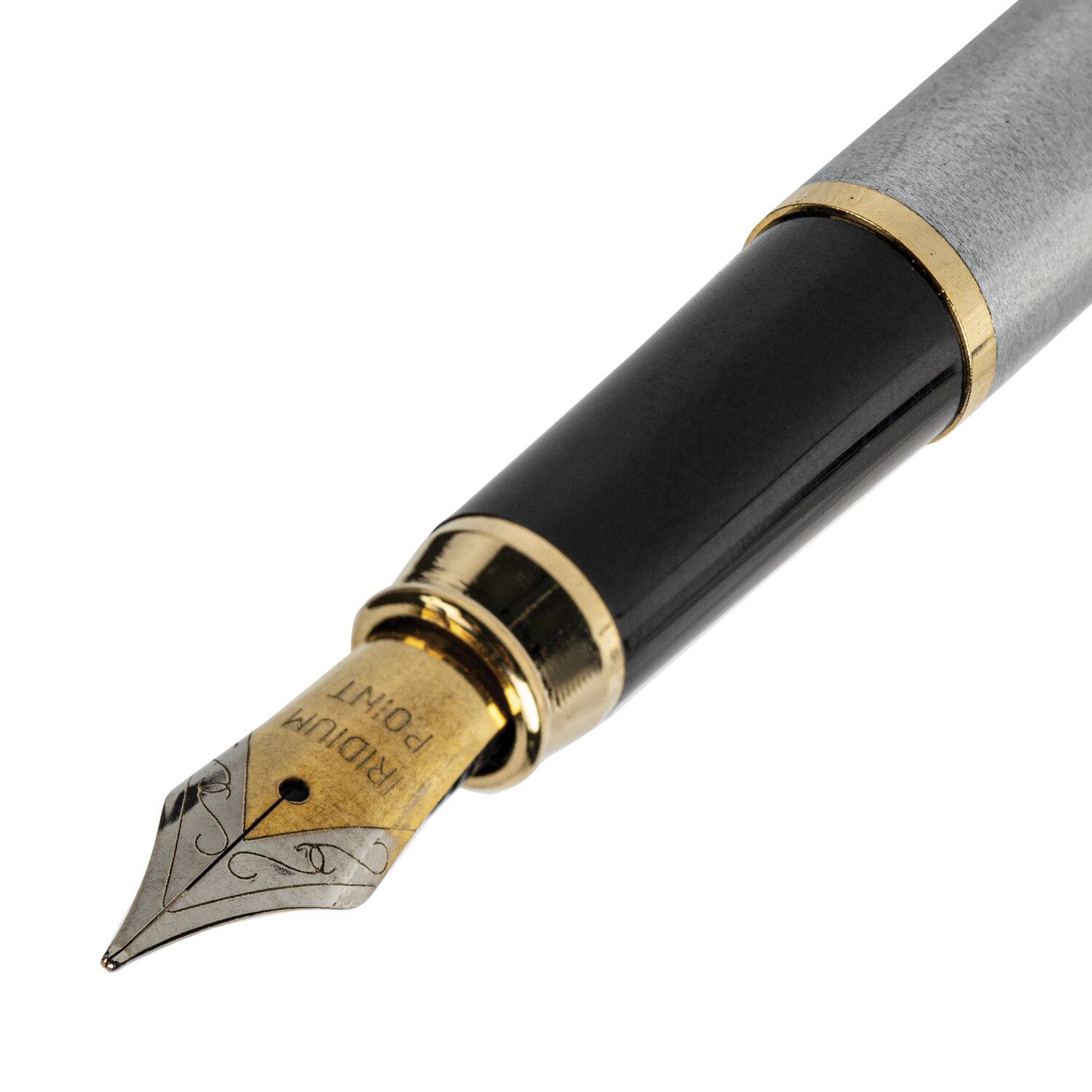 картинка Ручка подарочная перьевая, 0,25 мм, синяя, корп. серебро/золото, "Maestro", BRAUBERG, 143469 от магазина Альфанит в Кунгуре