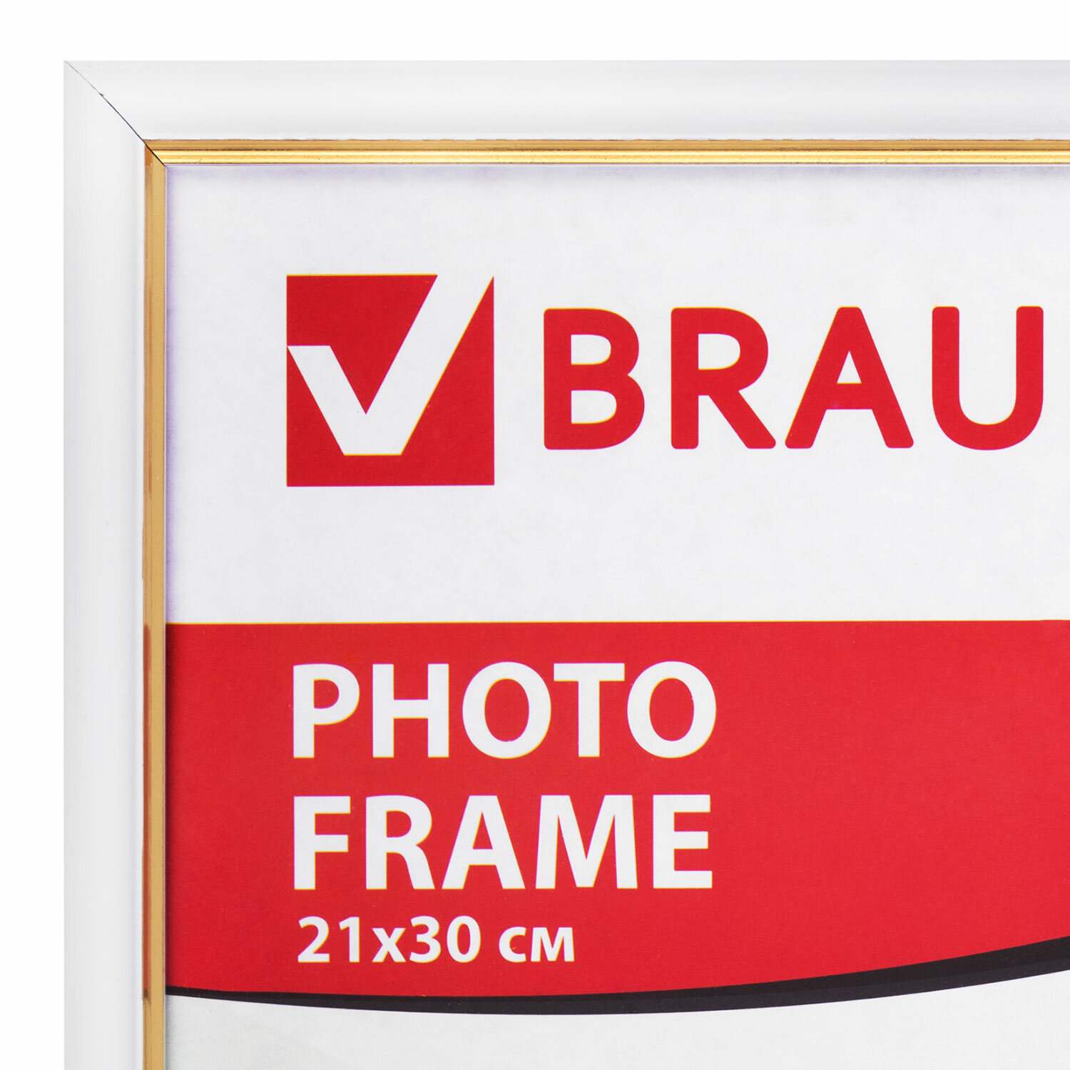 картинка Фоторамка 21*30 см, багет 12 мм, пластик, белый, с золотом, "HIT2", BRAUBERG, 390949 от магазина Альфанит в Кунгуре