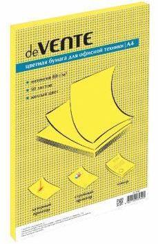 картинка Бумага офисная цветная, А4, 50 л, 1 цв, 80 г/м2, желтый интенсив, deVente, 2072416 от магазина Альфанит в Кунгуре