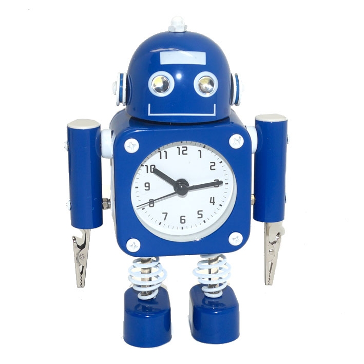 картинка Часы-будильник, металл, на батарейках, светящиеся глаза, "Робот", 9046 от магазина Альфанит в Кунгуре