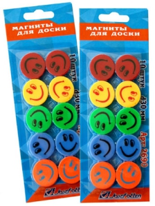 картинка Набор магнитов для доски 10 шт, 5 цв, "Смайлики", Josef Otten, 2690 от магазина Альфанит в Кунгуре