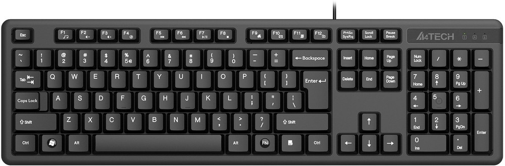 картинка Клавиатура проводная A4Tech KK-3, USB, черный от магазина Альфанит в Кунгуре
