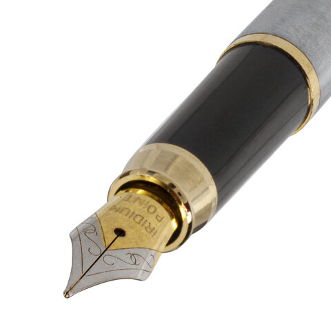 картинка Ручка подарочная перьевая, 0,25 мм, синяя, корп. серебро/золото, "Brioso", BRAUBERG, 143464 от магазина Альфанит в Кунгуре