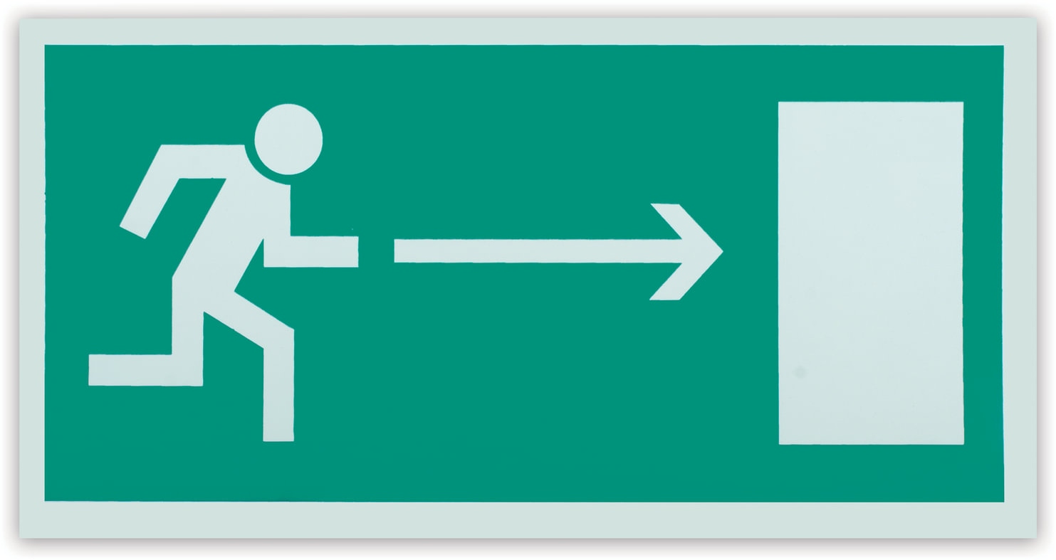 картинка Знак эвакуационный , 30*15 см, самоклеящийся, "Направление к эвакуационному выходу НАПРАВО", Е03 от магазина Альфанит в Кунгуре