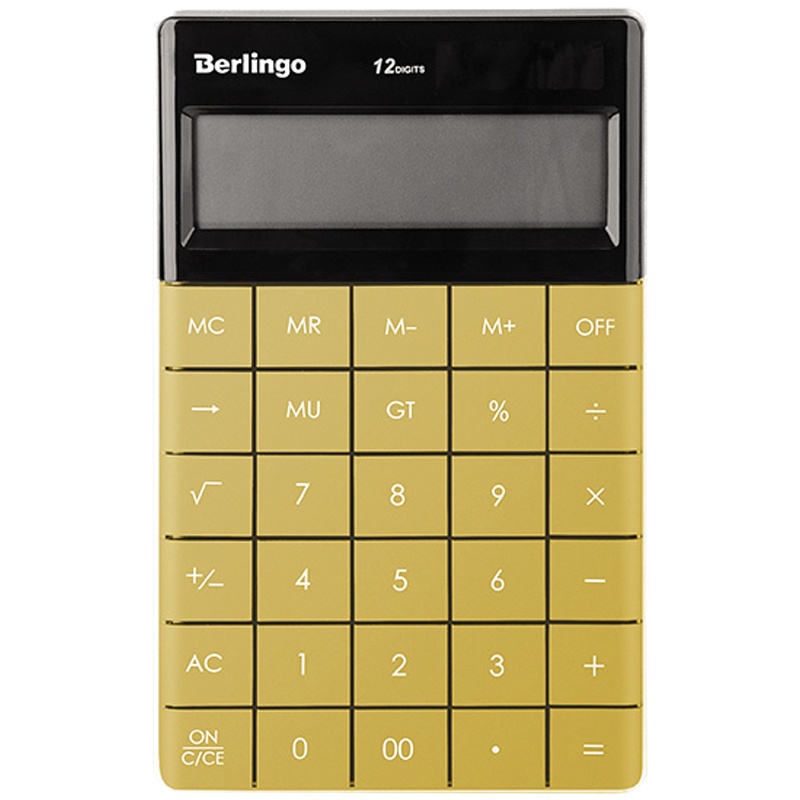 картинка Калькулятор настольный, 12 разрядов, 16,5*10,5 см, двойное питание, золотой, "PowerTX", Berlingo, CIZ_100 от магазина Альфанит в Кунгуре