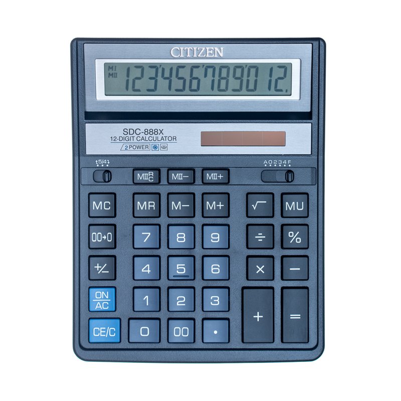 картинка Калькулятор настольный, 12 разрядов, 15,8*20,3 см, двойное питание, синий, "SDC-888XBL", CITIZEN от магазина Альфанит в Кунгуре