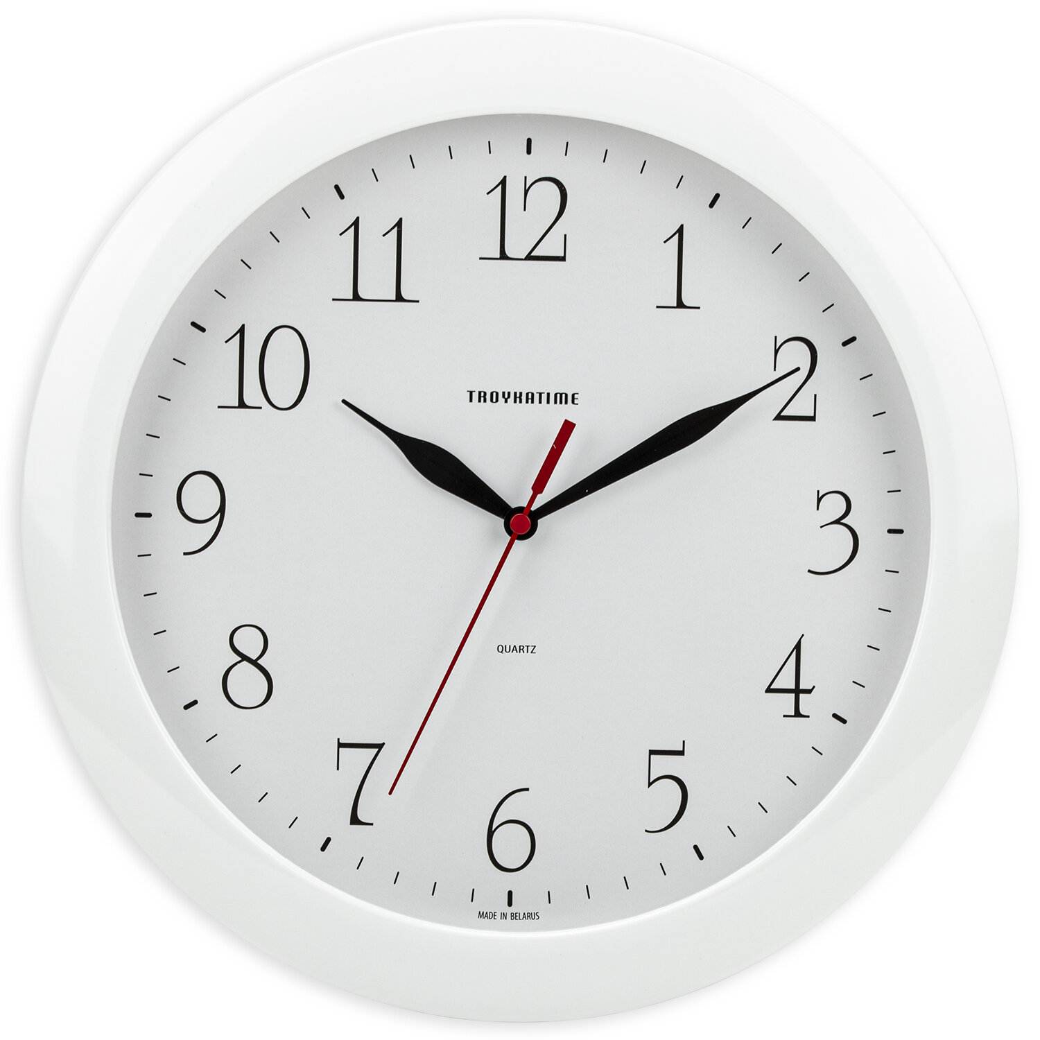 картинка Часы настенные, 29*29*3,5 см, круг, белые, белая рамка, "Troykatime", 11110113 от магазина Альфанит в Кунгуре