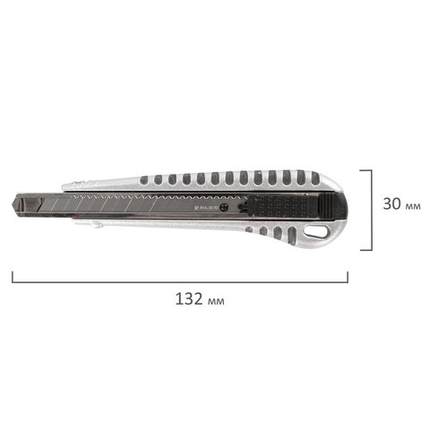 картинка Нож канцелярский 9 мм, металлический корпус, автофиксатор, "Metallic", BRAUBERG, 236971 от магазина Альфанит в Кунгуре