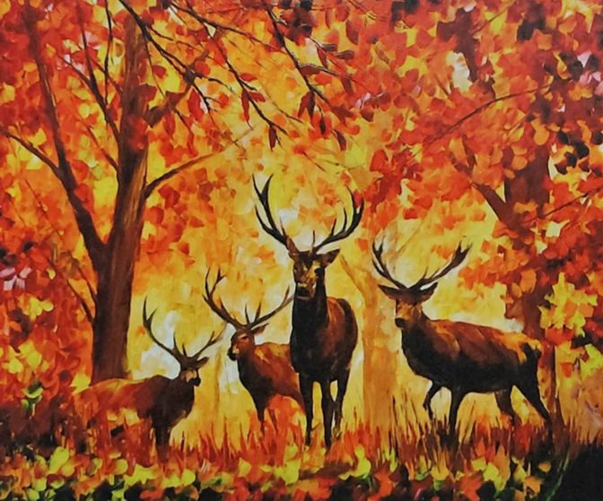 картинка Картина по номерам, 40*50 см, на холсте, "Олени в осеннем лесу", 31472 от магазина Альфанит в Кунгуре