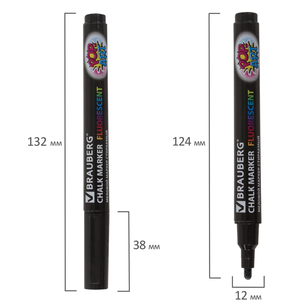 картинка Маркер меловой, 3,5 мм, черный, стираемый, "Pop-Art", BRAUBERG, 151525 от магазина Альфанит в Кунгуре