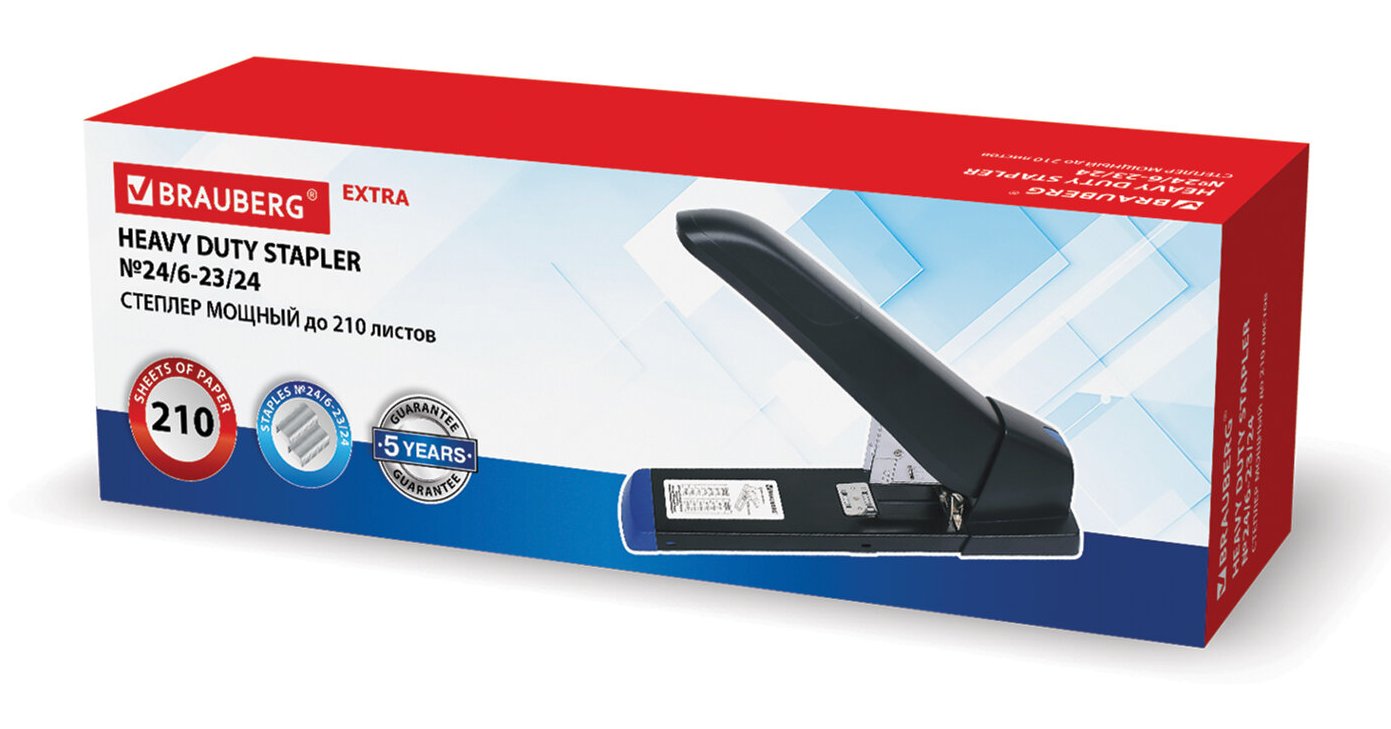 картинка Степлер № 24, 23, на 50 л, черный, мощный, "Heavy Duty Extra", BRAUBERG, 270554 от магазина Альфанит в Кунгуре