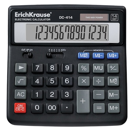 картинка Калькулятор настольный, 16 разрядов, 15,6*14,8 см, двойное питание, "DC-416", Erich Krause, 40416 от магазина Альфанит в Кунгуре