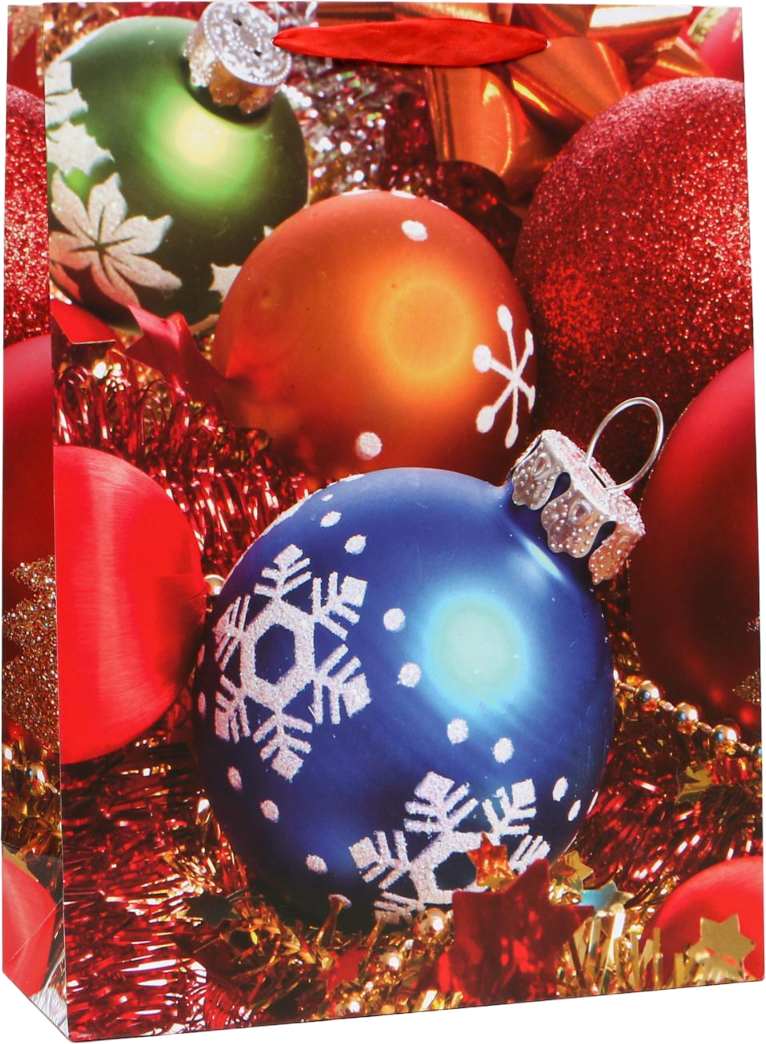 картинка Пакет подарочный новогодний, 42*31*12 см, ручка-лента, бумага, "Шар со снежинкой", 5001355 от магазина Альфанит в Кунгуре