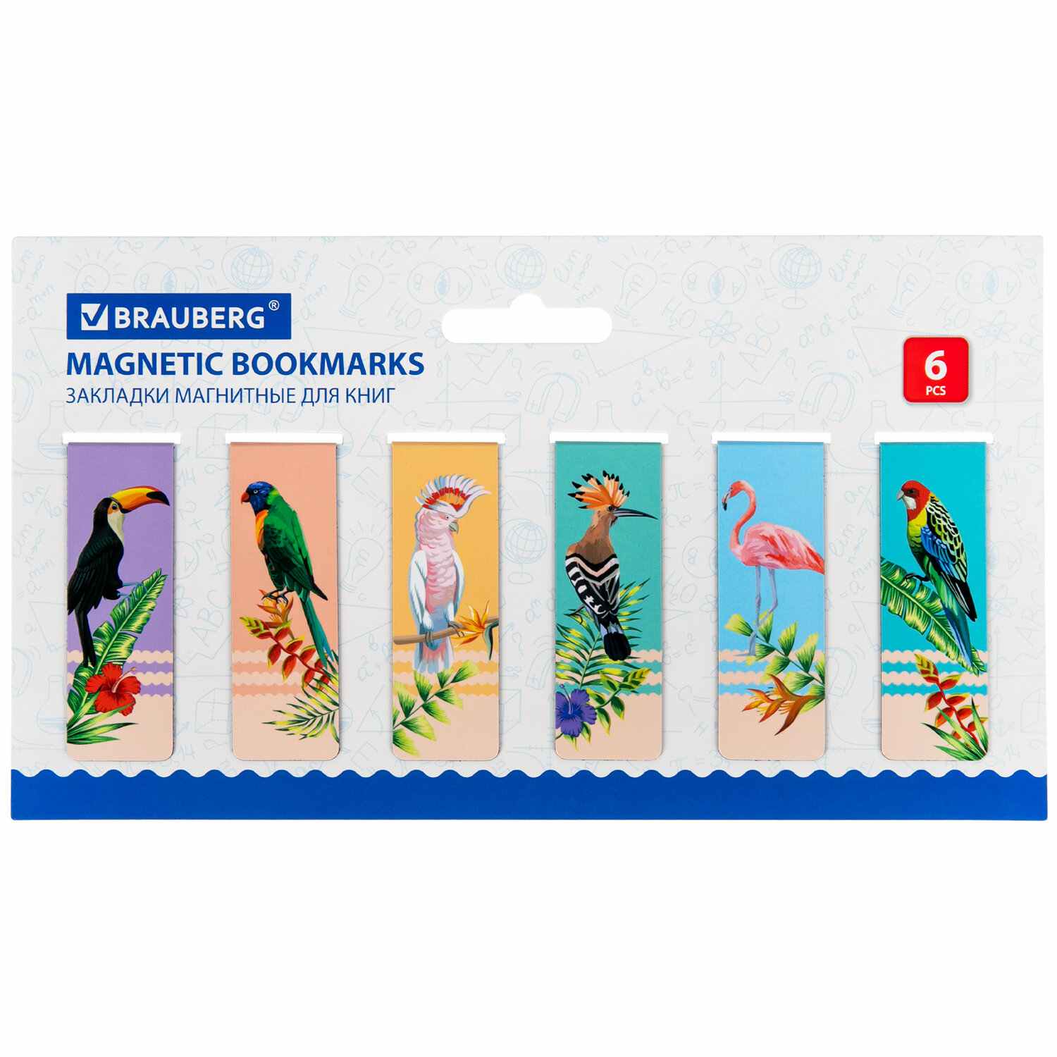 картинка Набор закладок магнитных, 12 шт, 60*20 мм, ассорти, "Tropics", BRAUBERG, 113172 от магазина Альфанит в Кунгуре