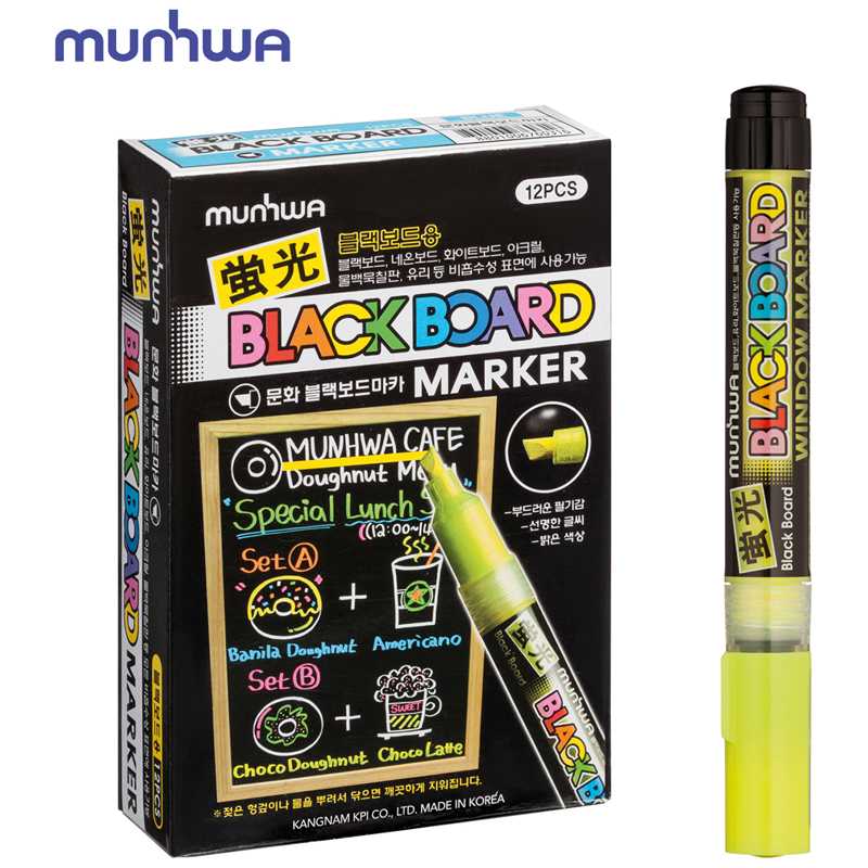картинка Маркер меловой, 3 мм, желтый, водная основа, "Black Board Marker", MunHwa, ВМ-08 от магазина Альфанит в Кунгуре