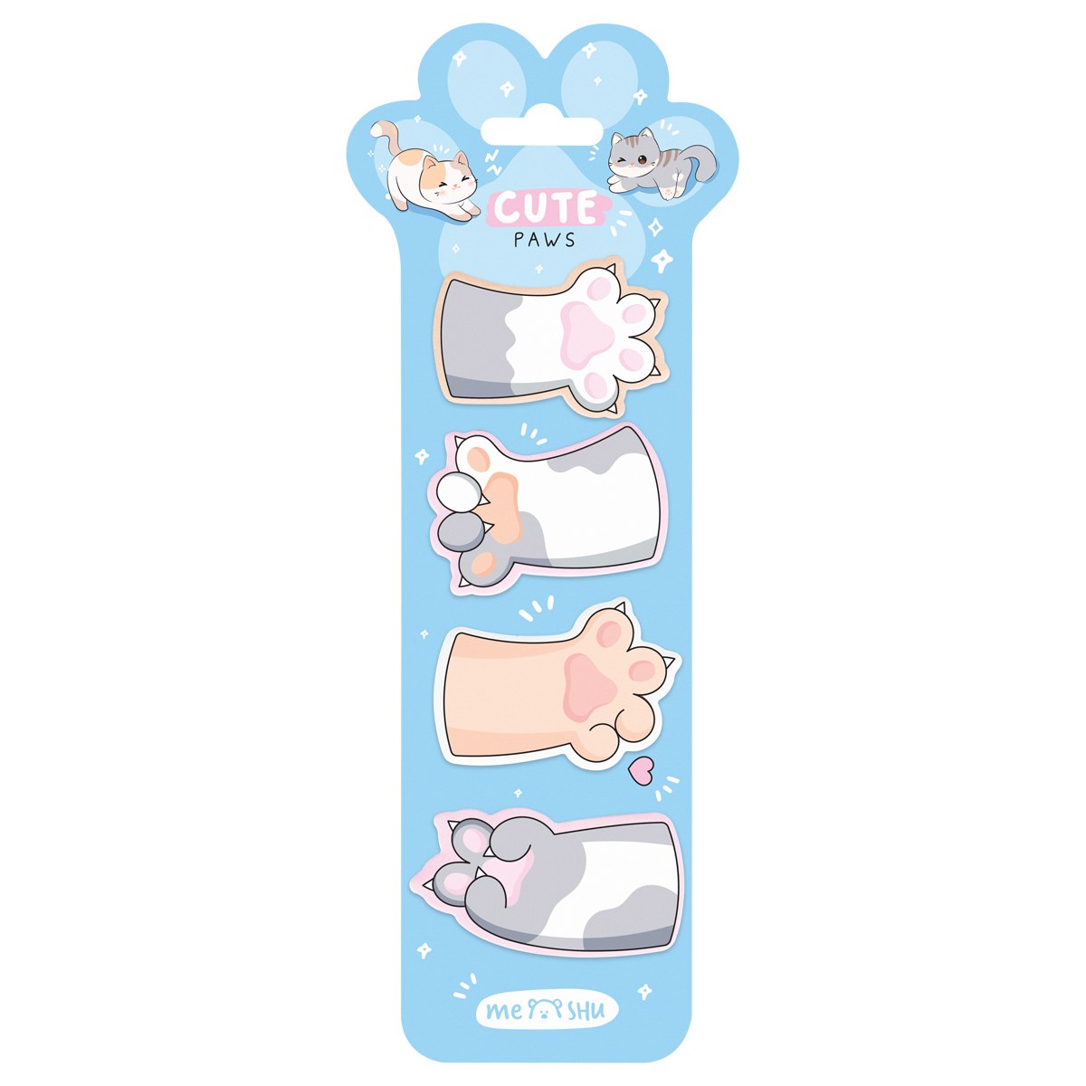 картинка Закладки-флажки самоклеящиеся, 80 л, 4 цв, бумага, "Cute Paws", MESHU, MS_54266 от магазина Альфанит в Кунгуре