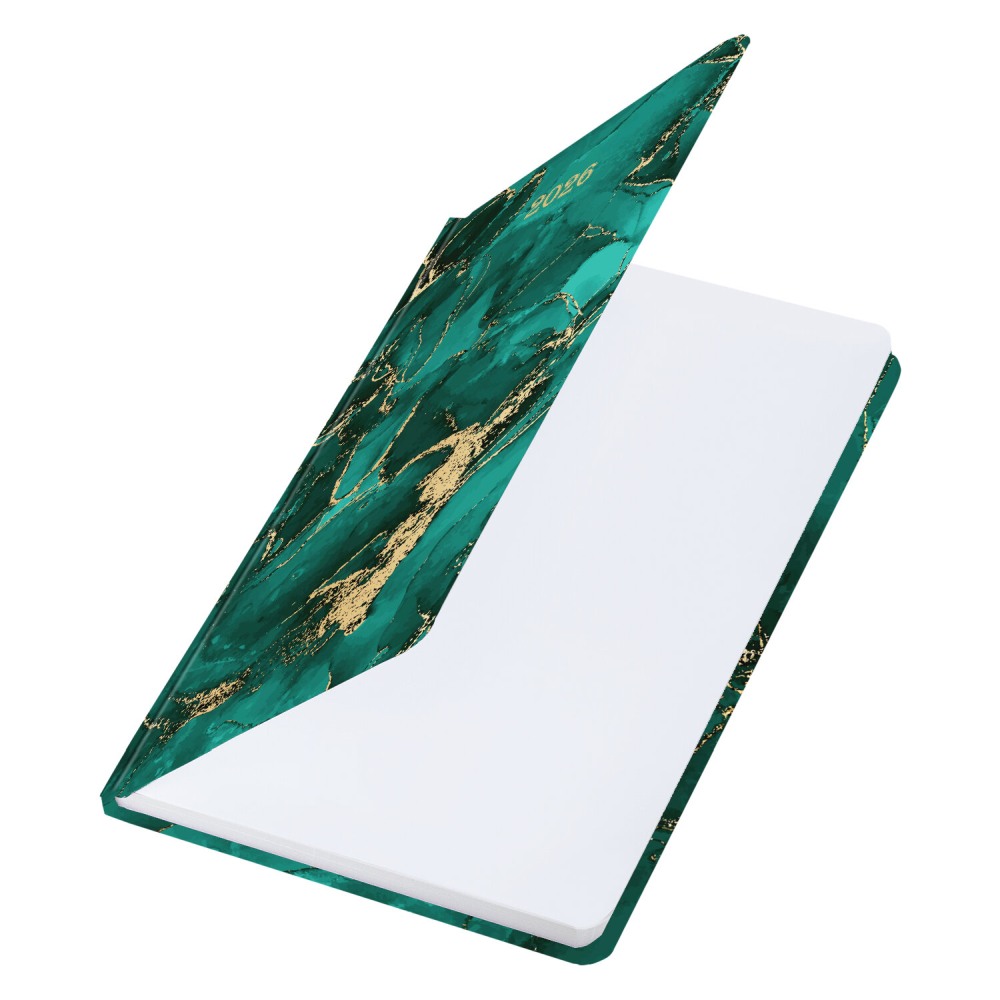 картинка Ежедневник датированный 2026 г, А5, 168 л, зеленый, резинка, "Мрамор", BRAUBERG, 117340 от магазина Альфанит в Кунгуре