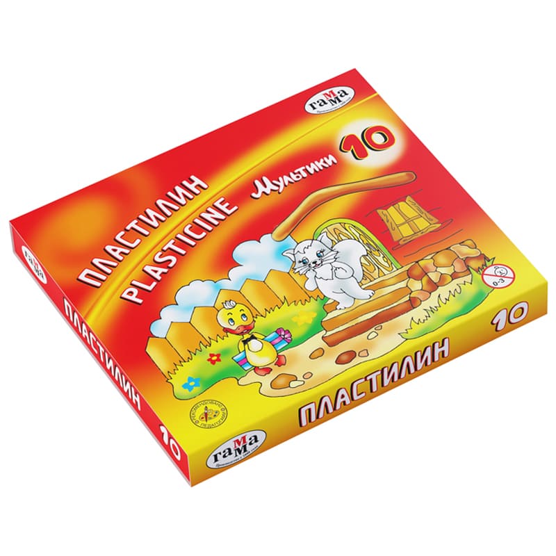 картинка Пластилин, 10 цв, 10 шт, 200 гр, со стеком, "Мультики", Гамма, 280017 от магазина Альфанит в Кунгуре