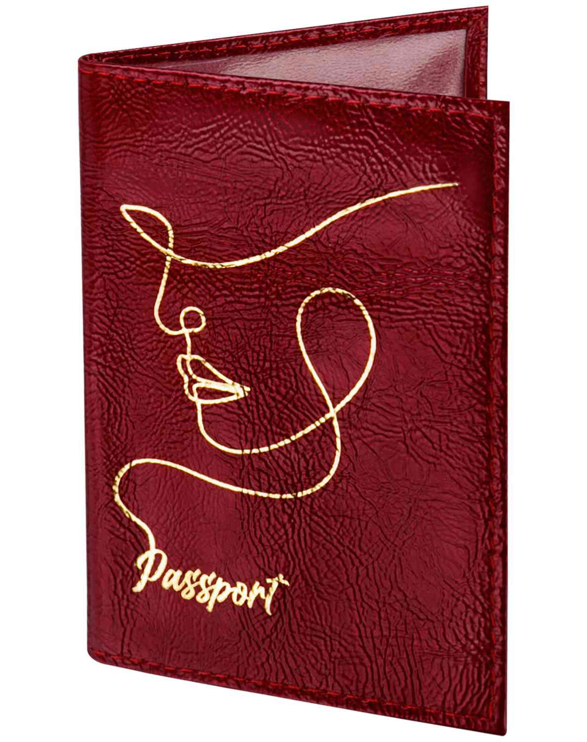 картинка Обложка для паспорта, кожа натуральная, красный, тиснение золотом, "Impression", BRAUBERG, 238211 от магазина Альфанит в Кунгуре