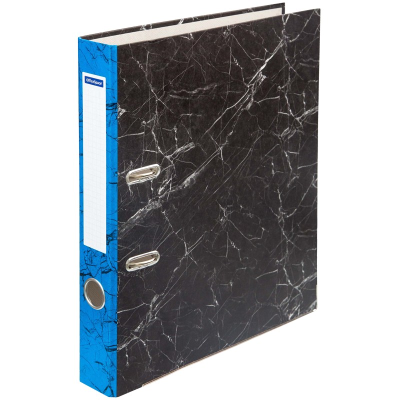 картинка Папка-регистратор, А4, корешок 50 мм, до 350 л, бумага, мрамор синий, без кармана, OfficeSpace, 274408 от магазина Альфанит в Кунгуре