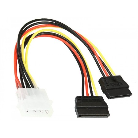 картинка Кабель питания SATA, Gembird, 15 см, 4pin (molex)/2*15pin, на 2 устройства, CC-SATA-PSY от магазина Альфанит в Кунгуре