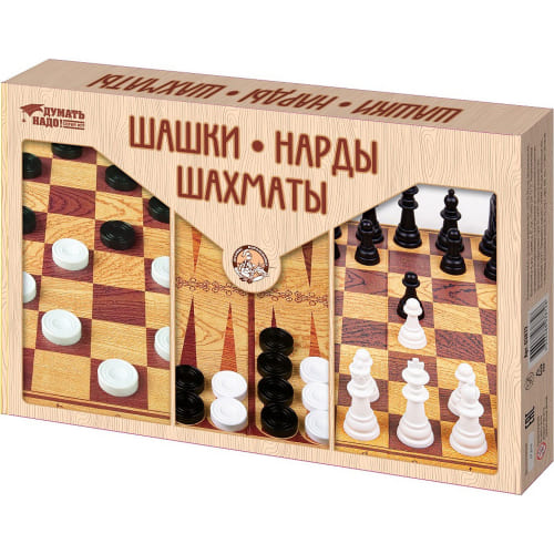 картинка Набор настольных игр, "Шашки, нарды, шахматы", Десятое королевство, 03872 от магазина Альфанит в Кунгуре