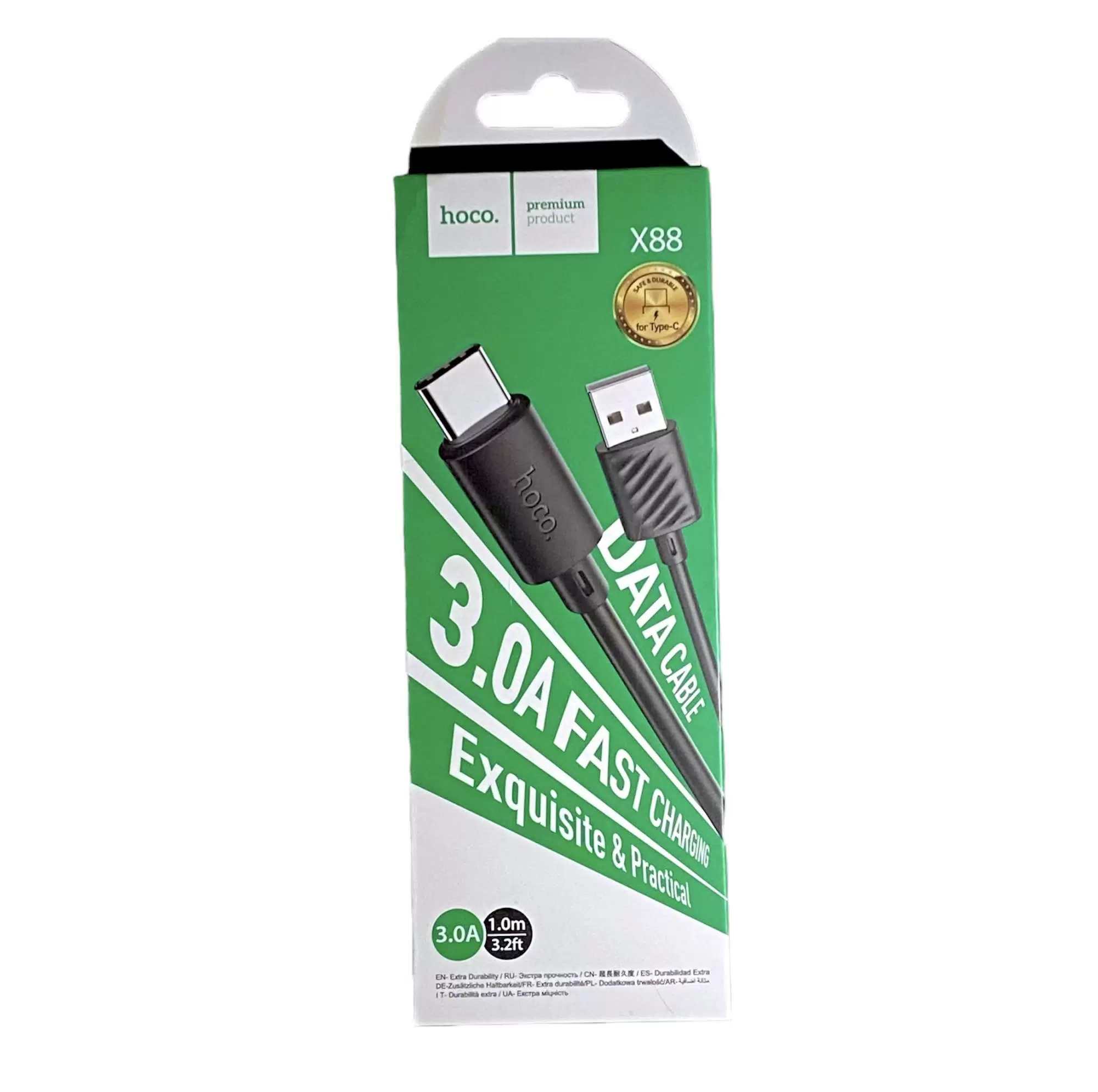 картинка Кабель зарядный для мобильных устройств Hoco X88 USB Type C — USB Type C, 1,0 м, черный от магазина Альфанит в Кунгуре