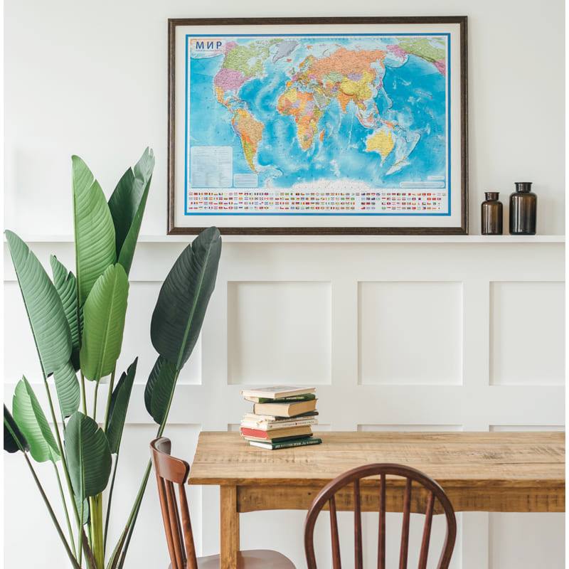 картинка Карта мира, 59*40 см, 1:55 млн, политическая, интерактивная, с ламинацией, Globen, КН024 от магазина Альфанит в Кунгуре