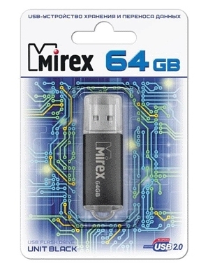 картинка Флеш-диск Mirex 64 GB, Unit, черный металл от магазина Альфанит в Кунгуре