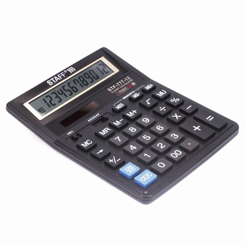 картинка Калькулятор настольный, 12 разрядов, 21*16,5 см, двойное питание, черный, "STF-777", STAFF от магазина Альфанит в Кунгуре