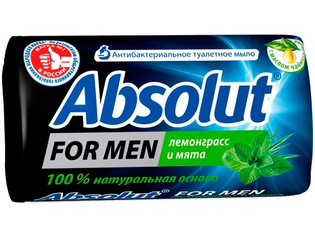 картинка Мыло, 90 гр, лемонграсс и мята, "For men", Absolut от магазина Альфанит в Кунгуре