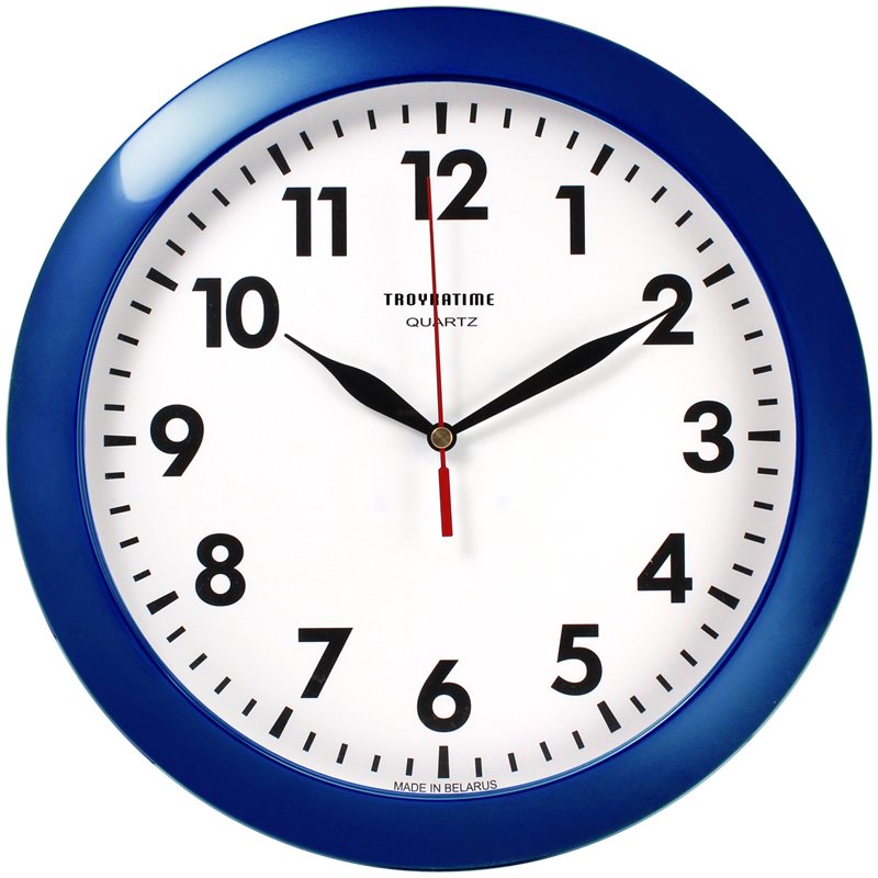 картинка Часы настенные 29*29*3,5 см, круглые, синяя рамка, Troyka,  11140118 от магазина Альфанит в Кунгуре