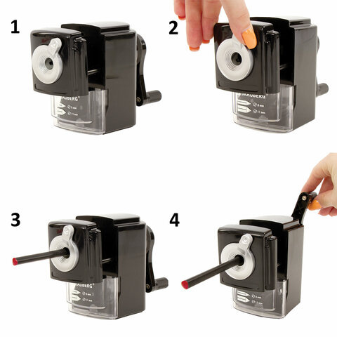 картинка Точилка механическая, металлический механизм, черный, крепление к столу, "STYLE", BRAUBERG, 228482 от магазина Альфанит в Кунгуре