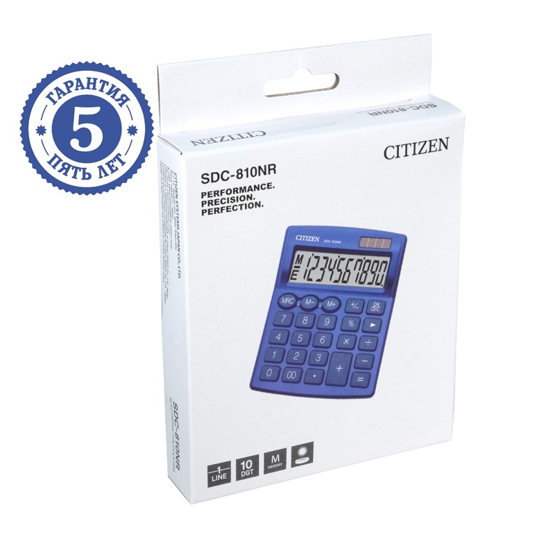 картинка Калькулятор настольный, 10 разрядов, 12,4*10,2 см, двойное питание, CITIZEN, SDC-810NR-NV от магазина Альфанит в Кунгуре