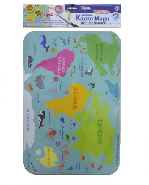 картинка Игра магнитная, с маркером, "Карта мира для малышей. Животные", 03871 от магазина Альфанит в Кунгуре