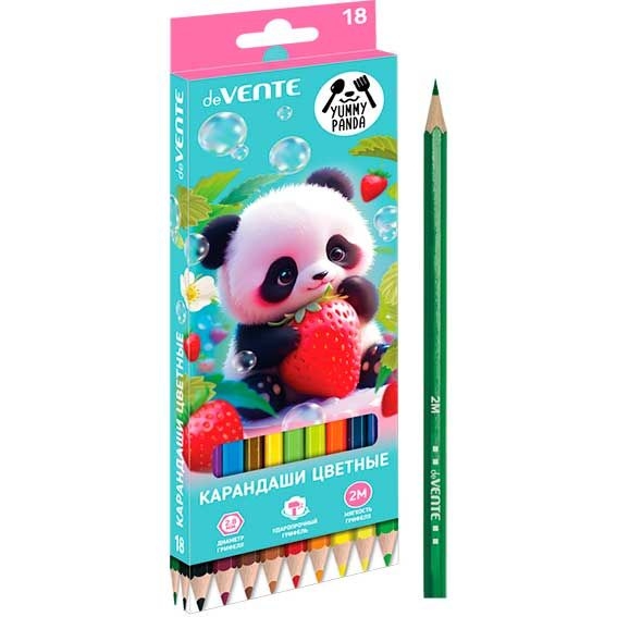 картинка Карандаши цветные, 18 цв, 18 шт, дерево, 2М, "Yummy Panda", deVente, 5023536 от магазина Альфанит в Кунгуре