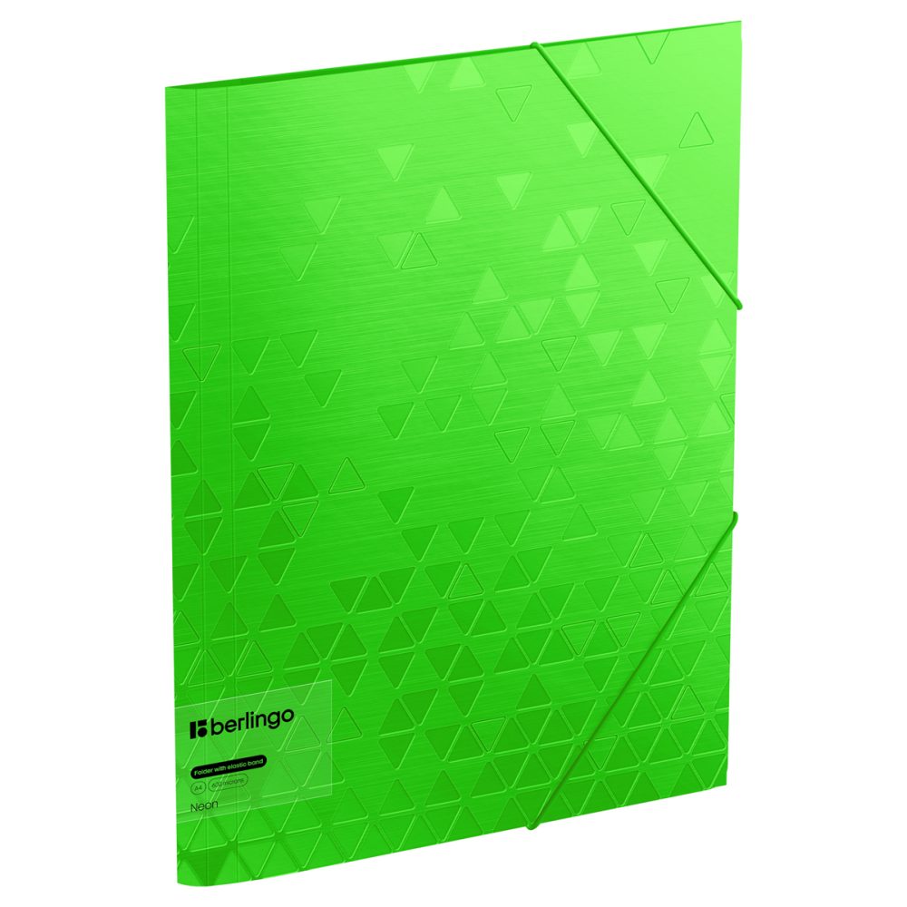 картинка Папка на резинке, А4, 600 мкм, пластик, зеленый неон, "Neon", Berlingo, FB4_A4392 от магазина Альфанит в Кунгуре