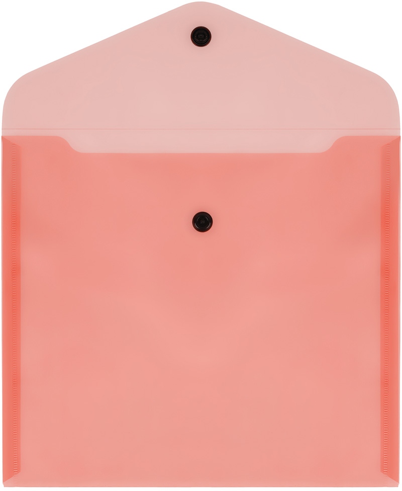 картинка Папка-конверт на кнопке, А5+, 150 мкм, пластик, прозрачный красный, СТАММ, ММ-32279 от магазина Альфанит в Кунгуре