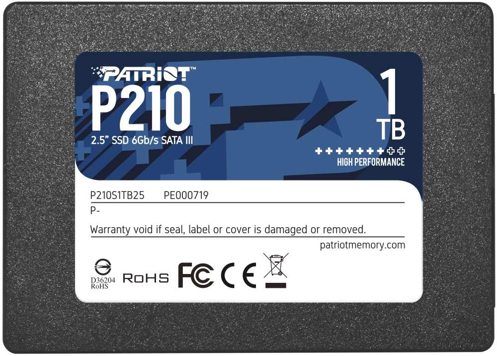 картинка Накопитель SSD 1 TB Patriot, P210, P210S1TB25, SATA III, 2.5" от магазина Альфанит в Кунгуре
