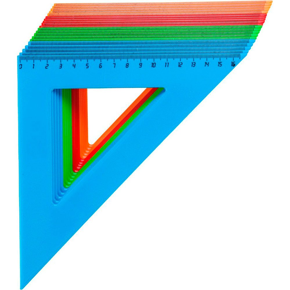 картинка Треугольник 45°, 16 см, пластик, ассорти, ProfPress, Л-6207 от магазина Альфанит в Кунгуре