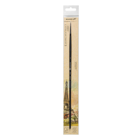 картинка Кисть художественная № 1, белка, круглая, длинная ручка, BRAUBERG, 200898 от магазина Альфанит в Кунгуре