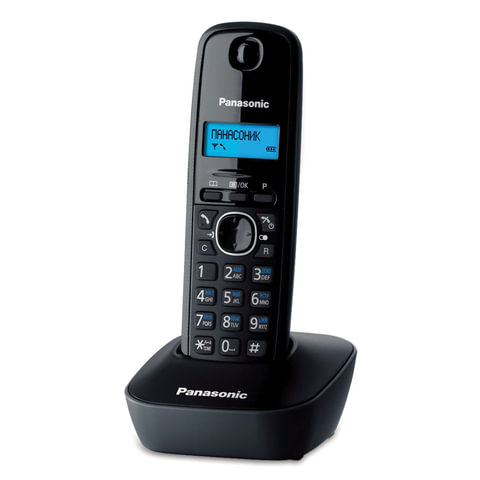 картинка Радиотелефон DECT Panasonic KX-TG1611RUH, черный, ЖК, AOH, Caller ID, справочник на 50 номеров от магазина Альфанит в Кунгуре