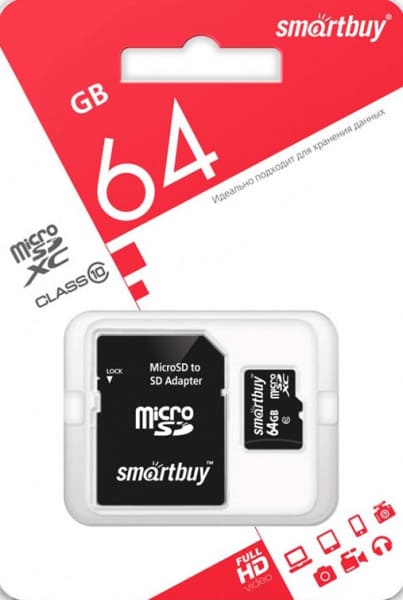 картинка Карта памяти micro-SDXC SmartBuy 64 GB Class 10, SB64GBSDCL10-01LE от магазина Альфанит в Кунгуре