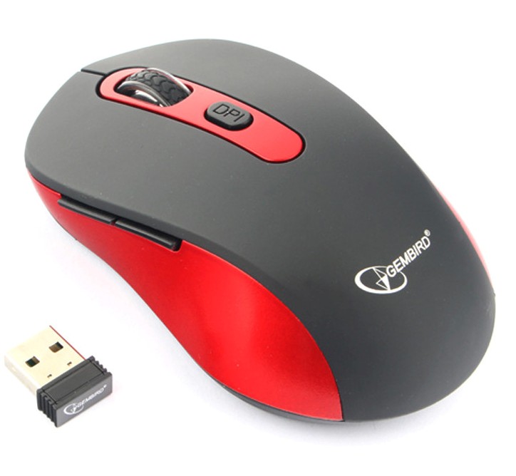 картинка Мышь беспроводная Gembird 221, 800-1600 dpi, черный/красный, MUSW-221-R от магазина Альфанит в Кунгуре