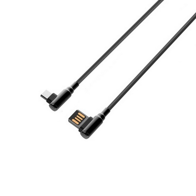 картинка Кабель USB-TypeC, 2м, серый, угловой, нейлоновая оплетка, LS422, LDNIO, LD_B4628 от магазина Альфанит в Кунгуре