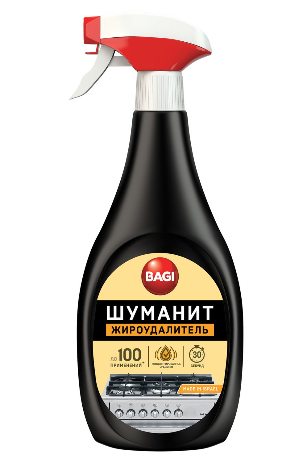 картинка Средство чистящее для плит и духовок, 400 мл, жидкий, бутыль с распылителем, "Шуманит", Bagi, K-208559-N от магазина Альфанит в Кунгуре