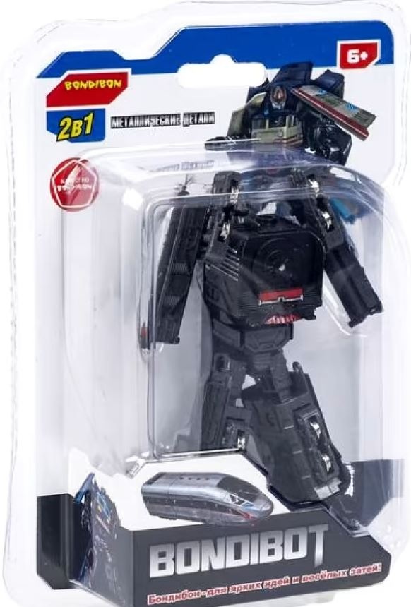 картинка Трансформер робот-паровоз, 11 см, пластик, черный, Bondibon, ВВ5900 от магазина Альфанит в Кунгуре